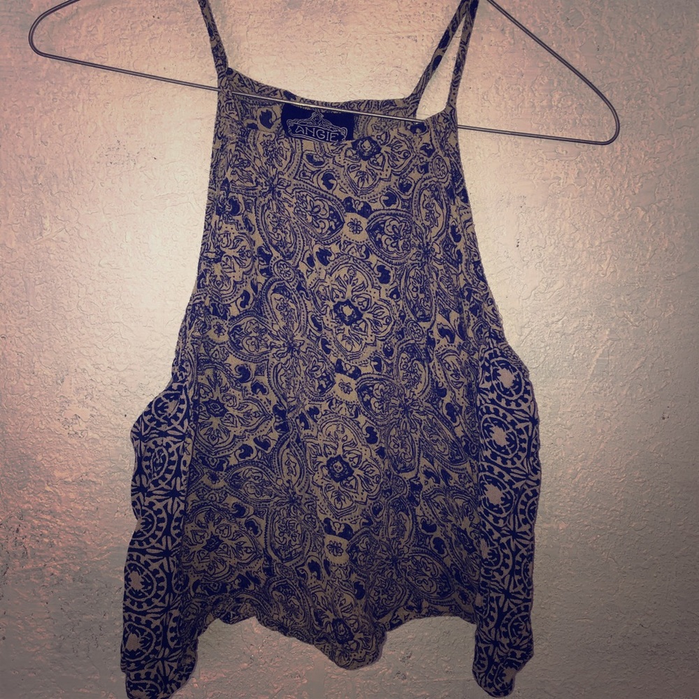 Blue and tan crop top